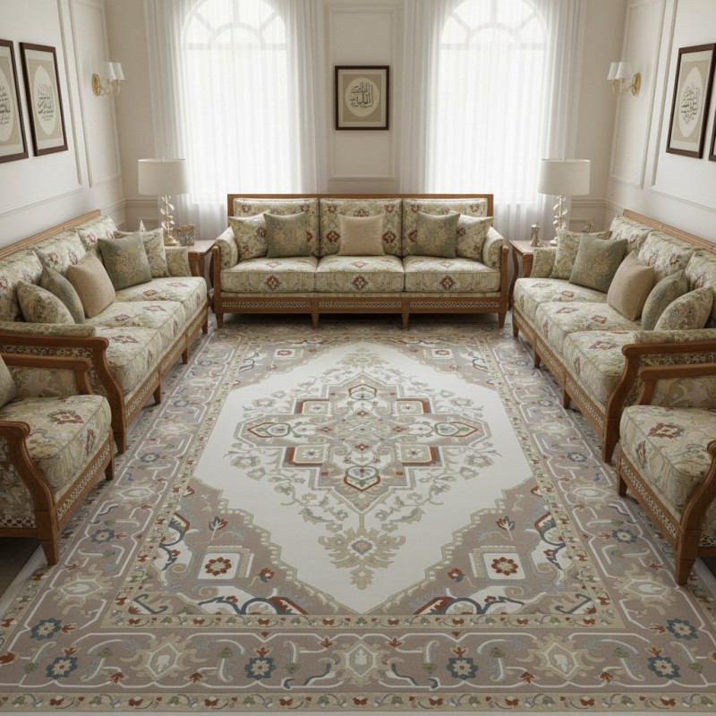 سجاد سوبر قولدن تركي 9962A بيج مقاس 100*300