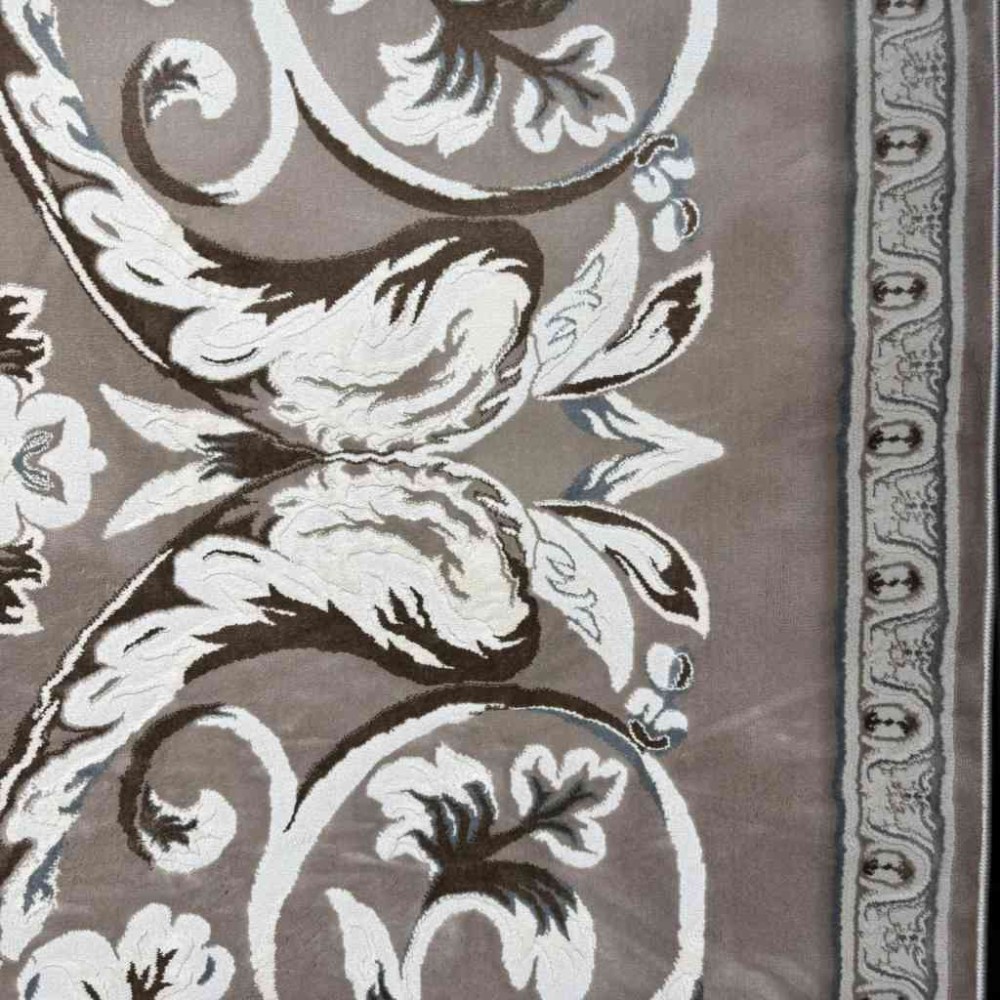 سجاد تركي ياسمين نقش فرنسي 9050A بيج غامق مقاس 80*150