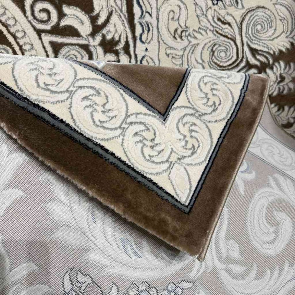 سجاد تركي ياسمين نقش فرنسي 9052A بني مقاس 400*500