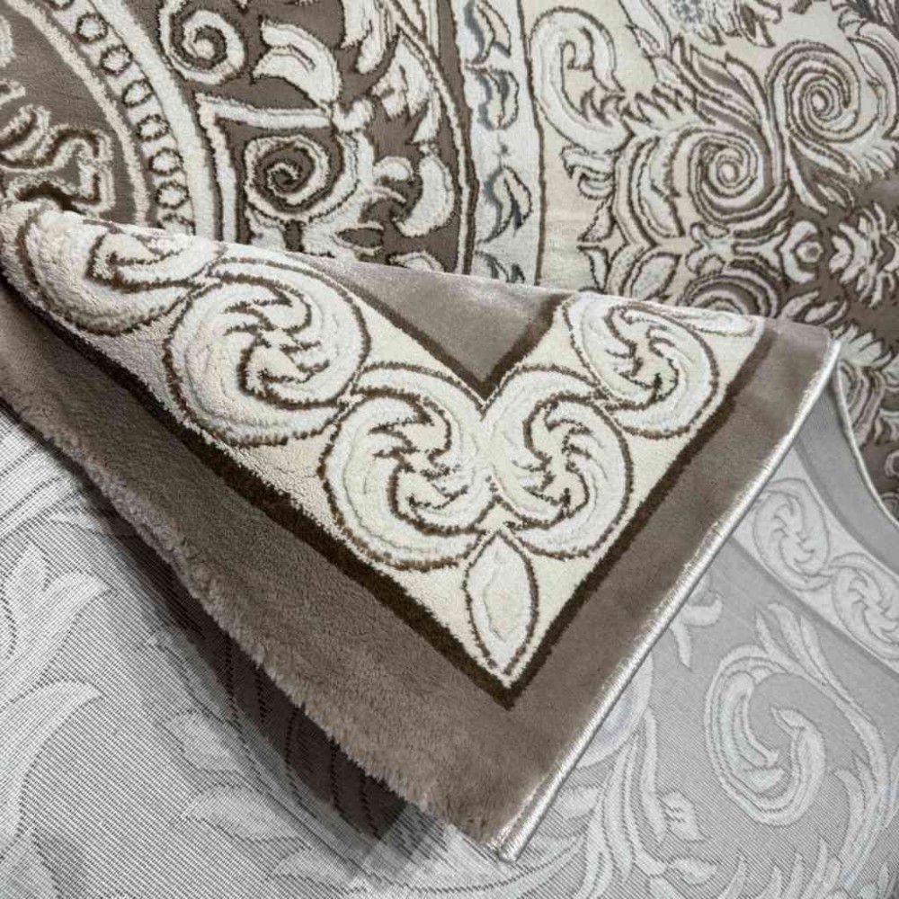 سجاد تركي ياسمين نقش فرنسي 9051A بيج غامق مقاس 250*350