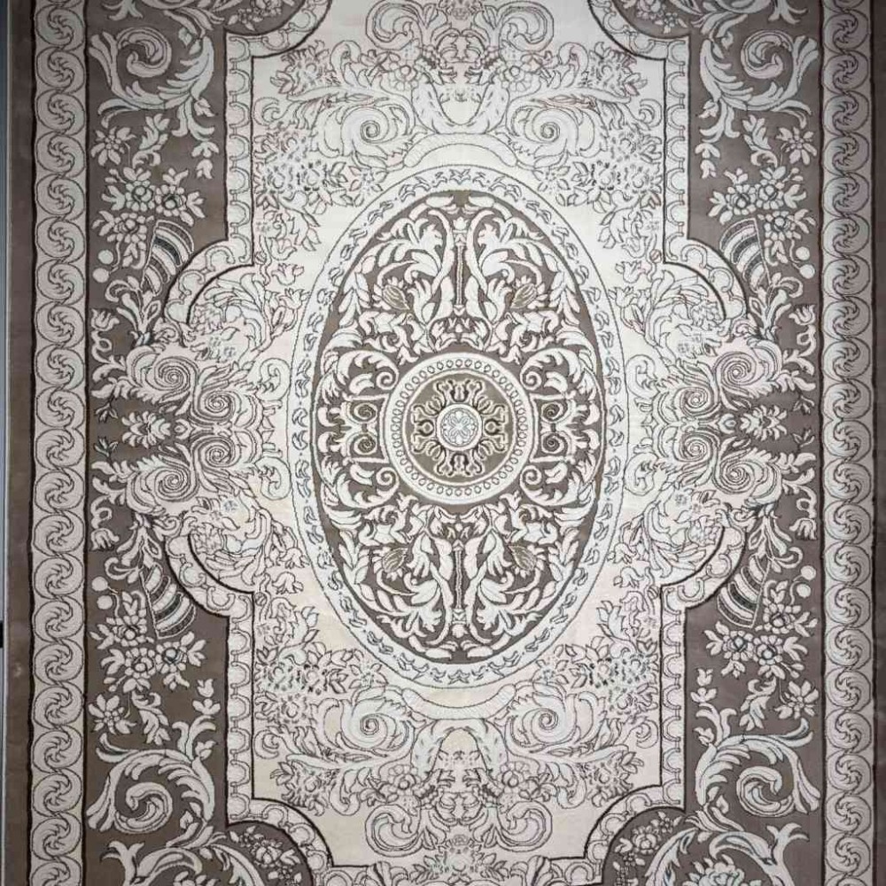 سجاد تركي ياسمين نقش فرنسي 9051A بيج غامق مقاس 250*350