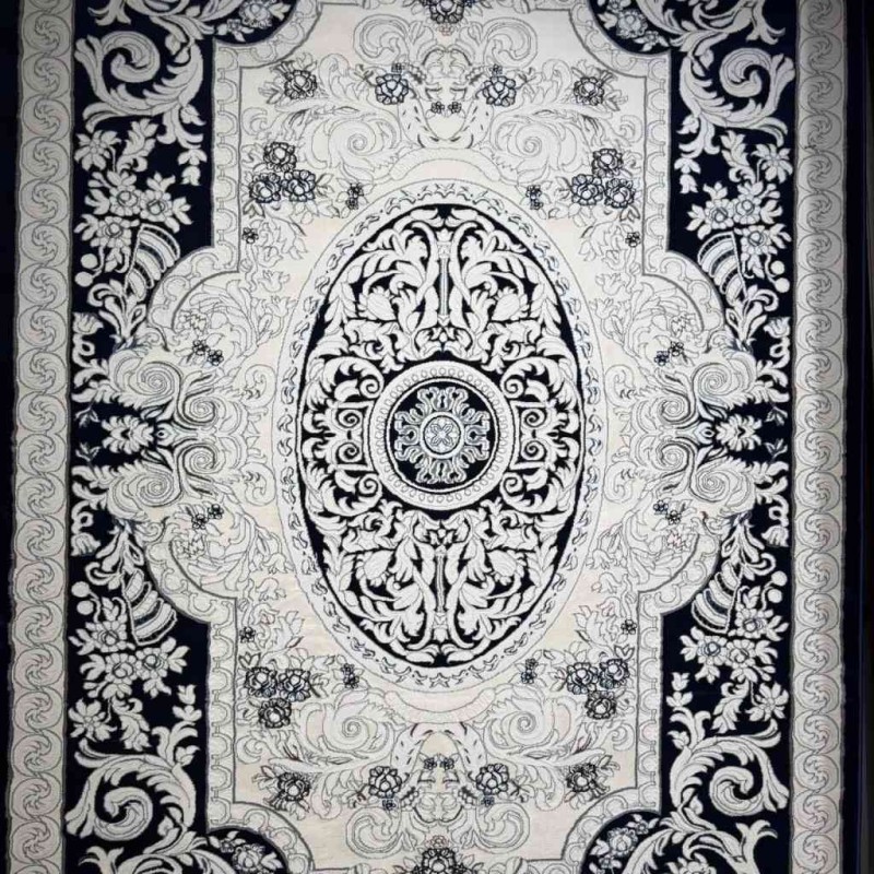 سجاد تركي ياسمين نقش فرنسي 9051A كحلي مقاس 100*300