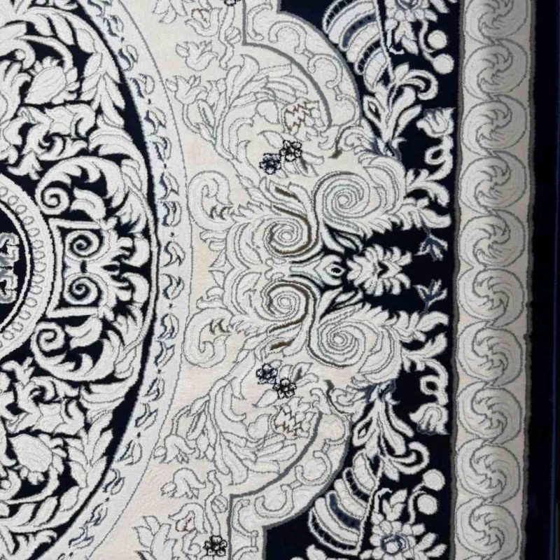 سجاد تركي ياسمين نقش فرنسي 9051A كحلي مقاس 100*300