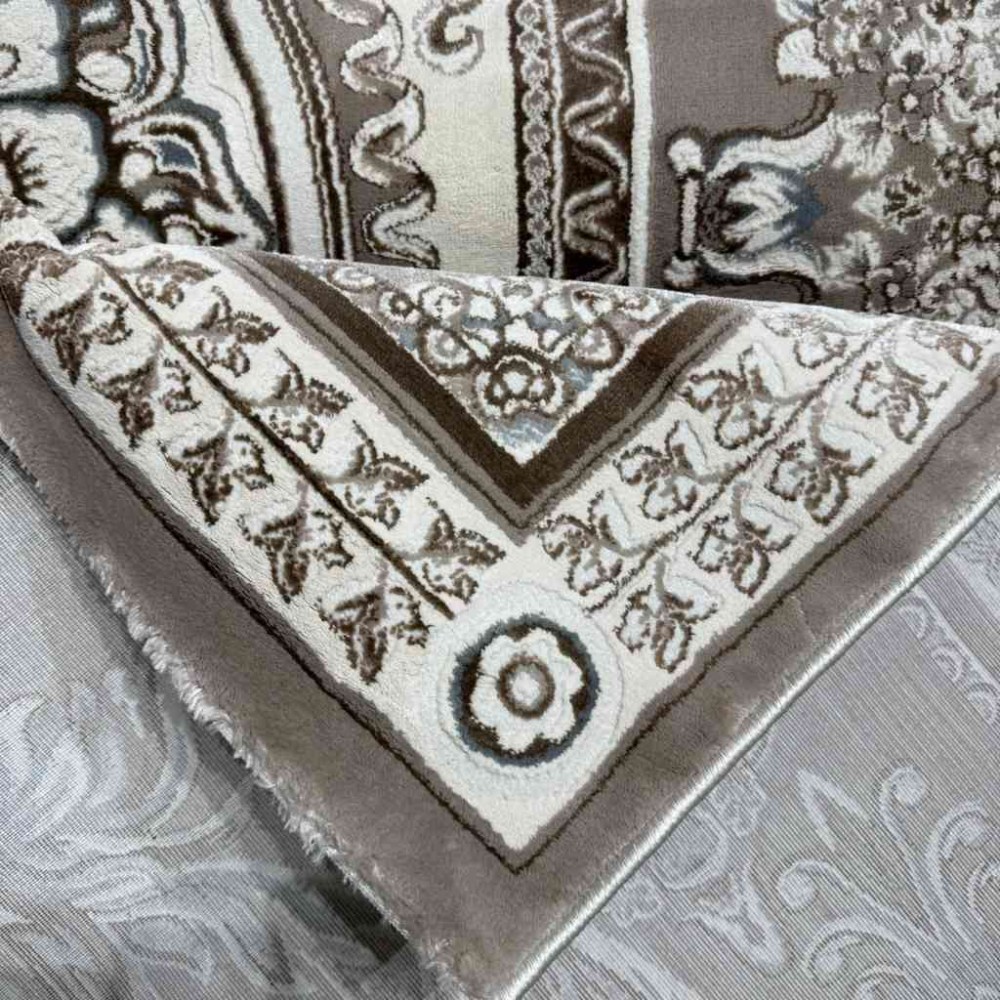 سجاد تركي ياسمين نقش فرنسي 9052A بيج غامق مقاس 80*150