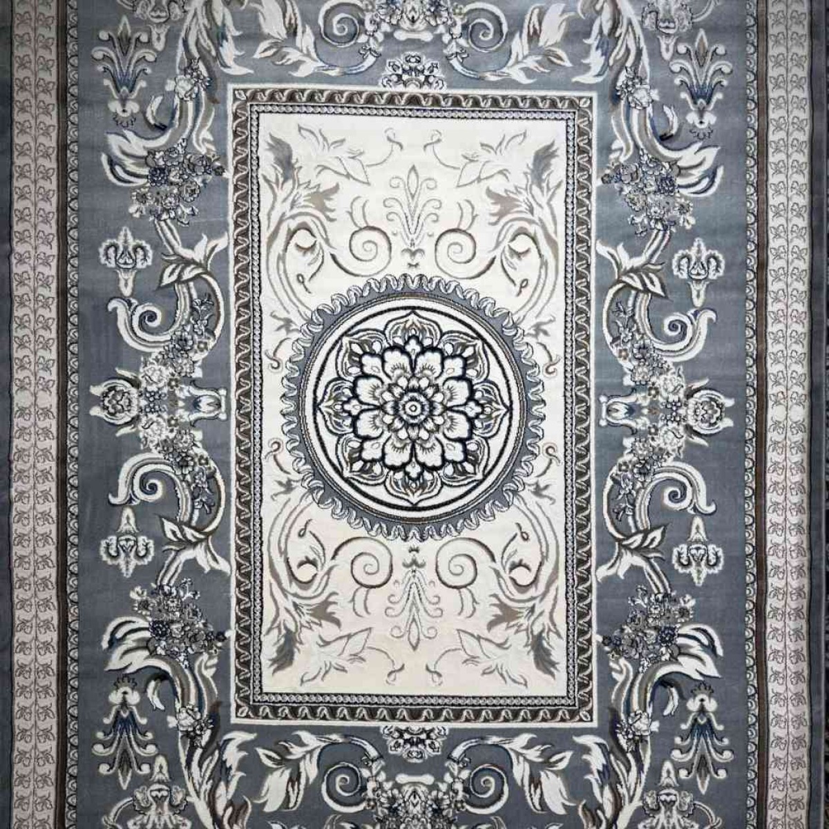 سجاد تركي ياسمين نقش فرنسي 9052A رصاصي مقاس 150*220