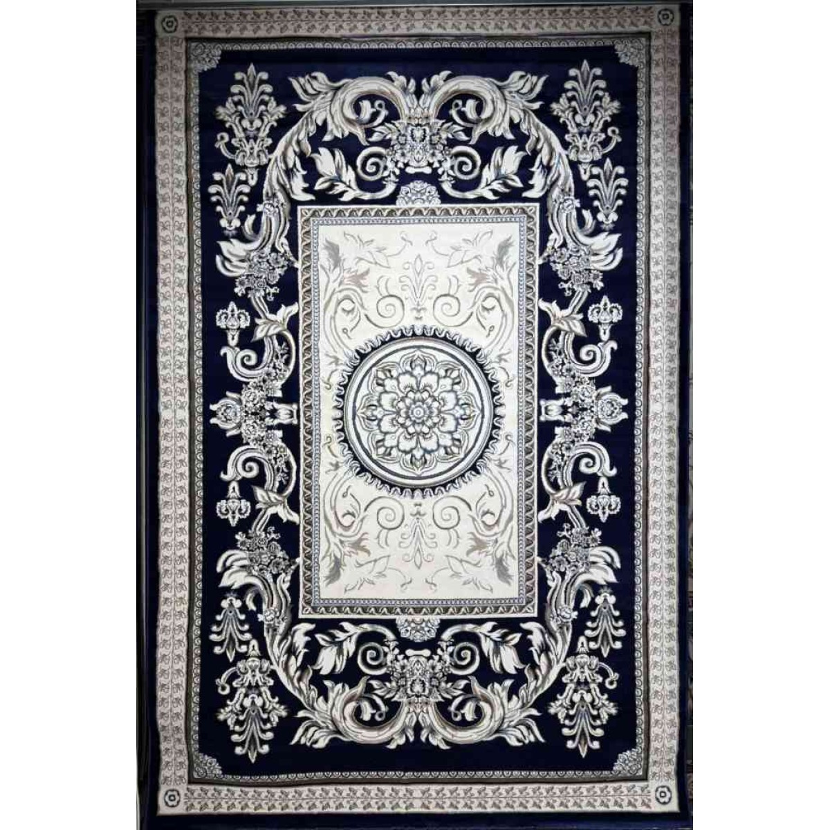 سجاد تركي ياسمين نقش فرنسي 9052A كحلي مقاس 250*350