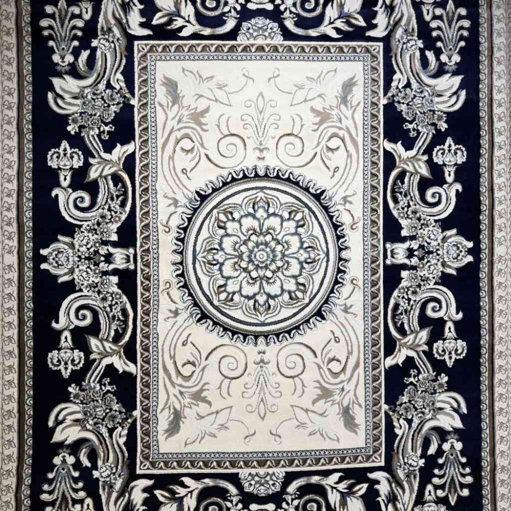 سجاد تركي ياسمين نقش فرنسي 9052A كحلي مقاس 400*500