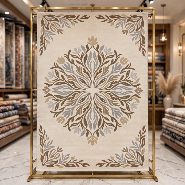 سجاد يدوي الهبه تصميم كوري HR19A كريم بيج غامق مقاس 200*300