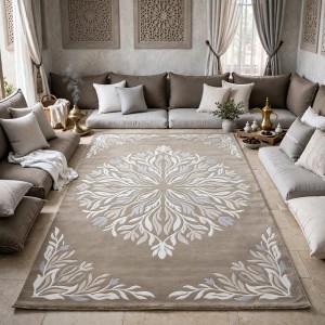 سجاد يدوي الهبه تصميم كوري HR19A بيج كريم مقاس 250*350