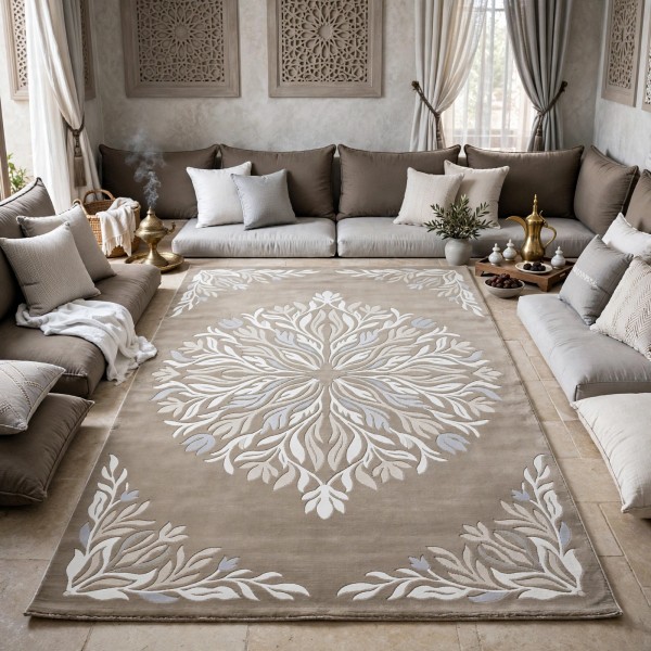 سجاد يدوي الهبه تصميم كوري HR19A بيج كريم مقاس 400*600