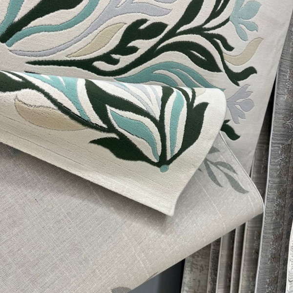 سجاد يدوي الهبه تصميم كوري HR19A كريم اخضر غامق مقاس 250*350
