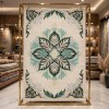 سجاد يدوي الهبه تصميم كوري HR22A كريم اخضر غامق مقاس 400*800
