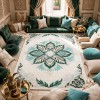سجاد يدوي الهبه تصميم كوري HR22A كريم اخضر غامق مقاس 400*800