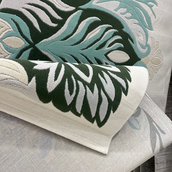سجاد يدوي الهبه تصميم كوري HR22A كريم اخضر غامق مقاس 400*800