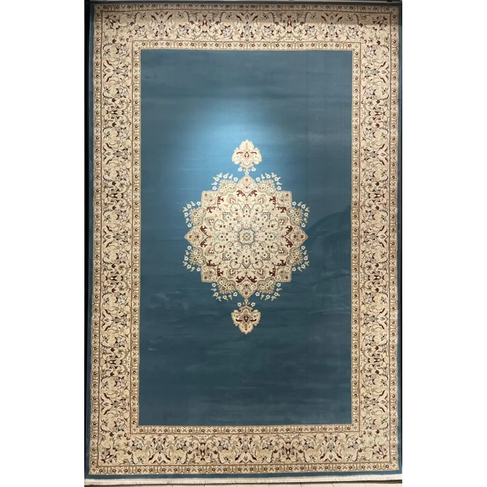 سجاد اصفهان تركي كلاسيك E506B سماوي مقاس 50*80 - اصفهان سجاد تركي كلاسيك