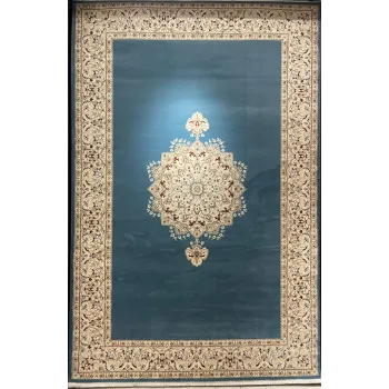 سجاد اصفهان تركي كلاسيك E506B سماوي مقاس 400*700