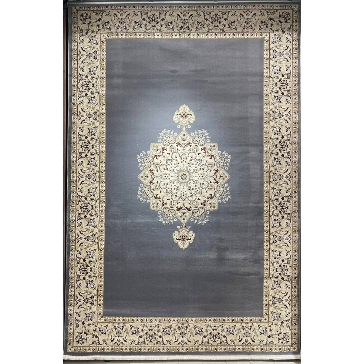 سجاد اصفهان تركي كلاسيك E506B رصاصي مقاس  100*500 - اصفهان سجاد تركي كلاسيك