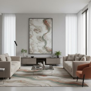 سجاد تركي مودرن لمسة HC24A كريم تيرا مقاس 300*400