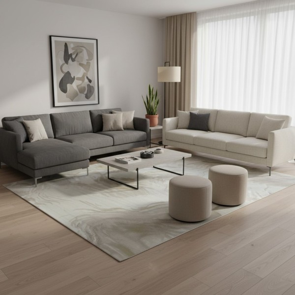 سجاد تركي مودرن لمسة HC24A كريم ابيض مقاس 100*200