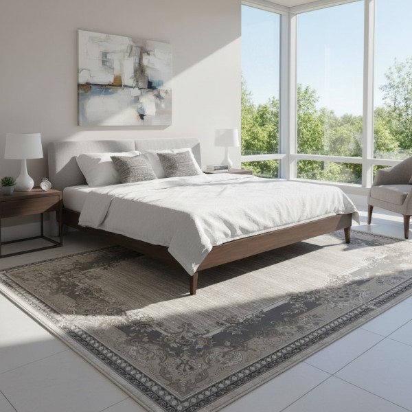 سجاد تركي مودرن لمسة HD37A كريم ابيض مقاس 300*400