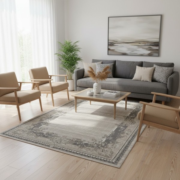 سجاد تركي مودرن لمسة HD37A كريم ابيض مقاس 300*400