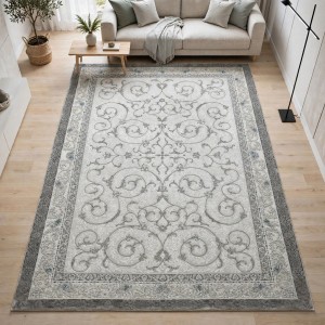 سجاد تركي نرجس نقش فرنسي 31829A رصاصي مقاس 100*200