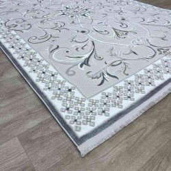 سجاد تركي نرمين نقش فرنسي AM77A كريم رصاصي مقاس 50*80