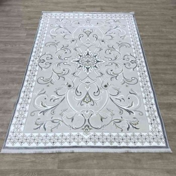 سجاد تركي نرمين نقش فرنسي AM77A كريم رصاصي مقاس 50*80