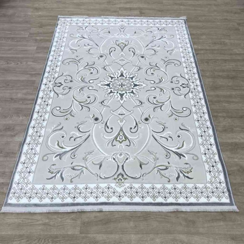 سجاد تركي نرمين نقش فرنسي AM77A كريم رصاصي مقاس 50*80