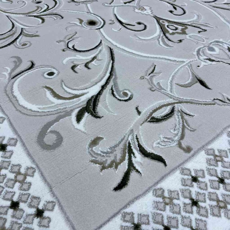 سجاد تركي نرمين نقش فرنسي AM77A كريم اخضر مقاس 50*80