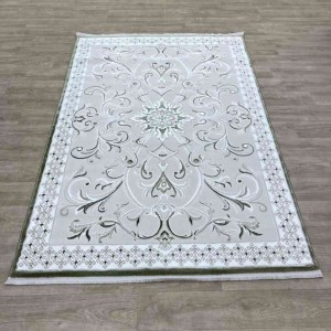 سجاد تركي نرمين نقش فرنسي AM77A كريم اخضر مقاس 50*80
