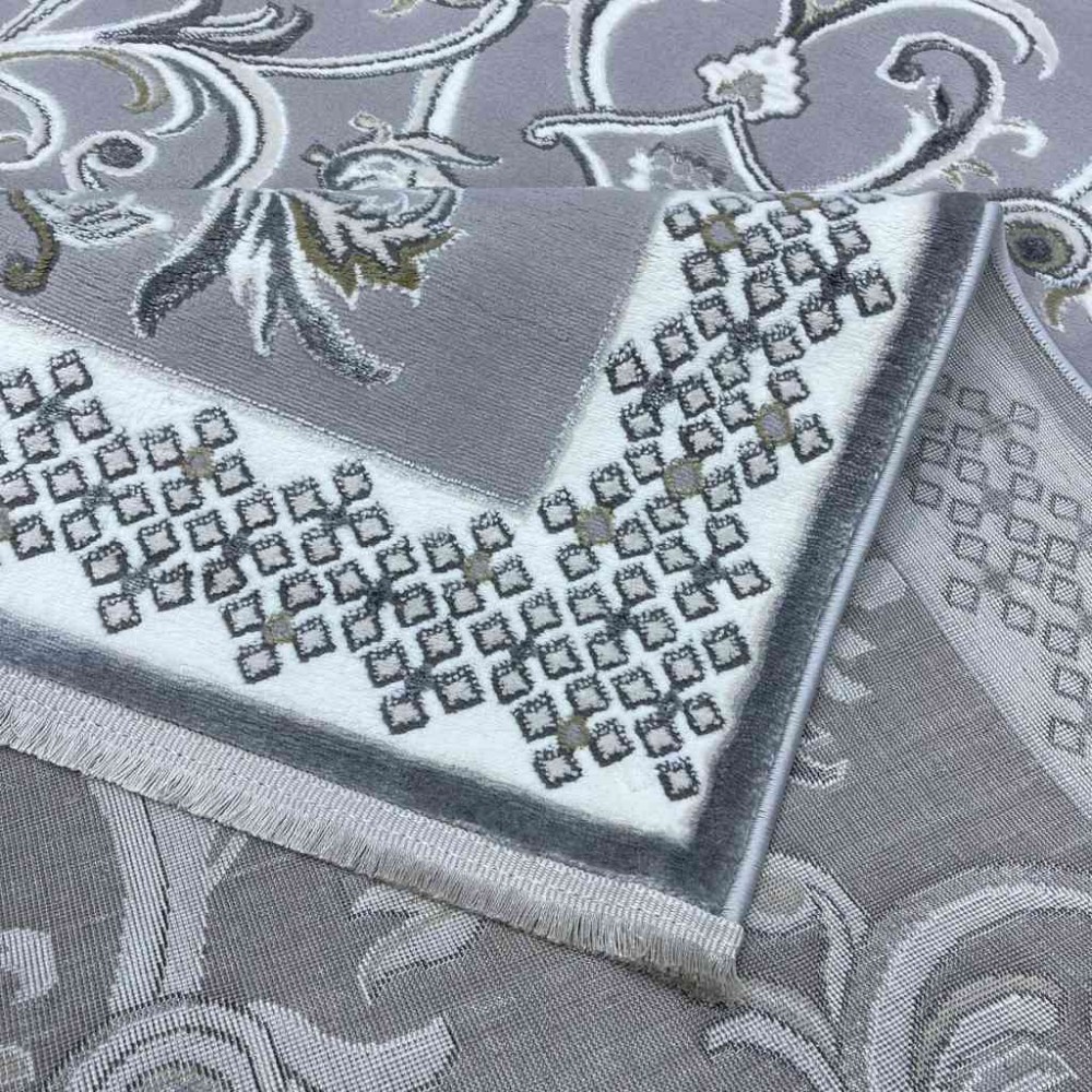 سجاد تركي نرمين نقش فرنسي AM77A رصاصي مقاس 100*200