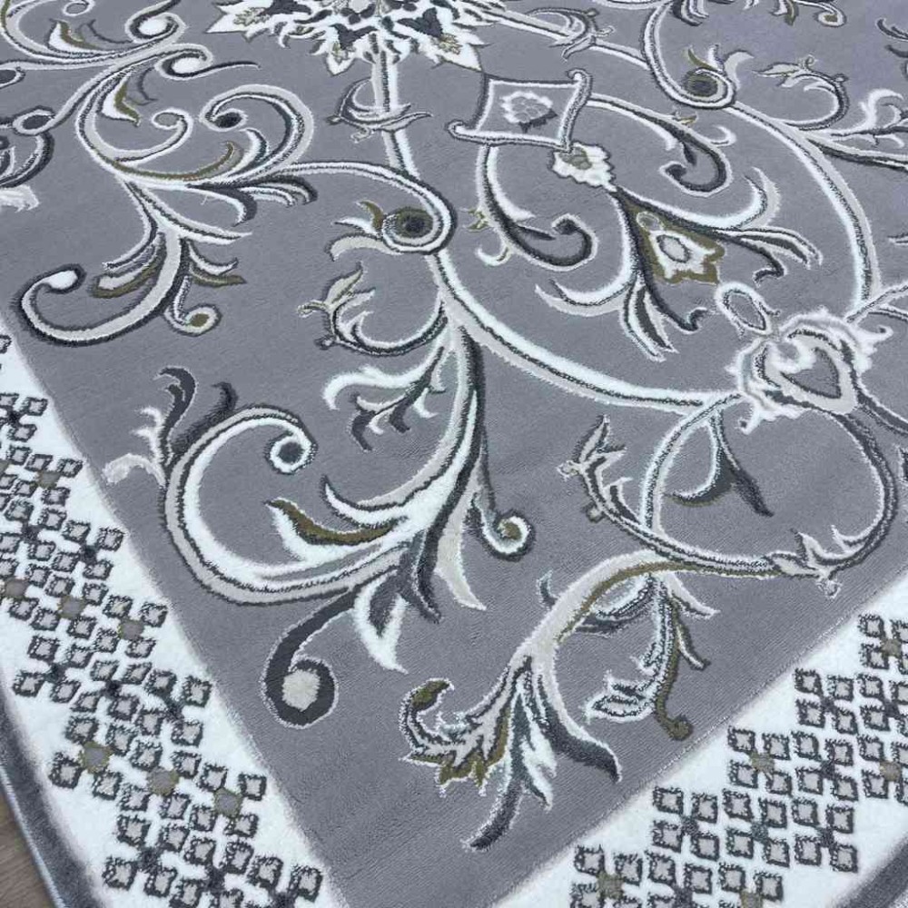 سجاد تركي نرمين نقش فرنسي AM77A رصاصي مقاس 100*200