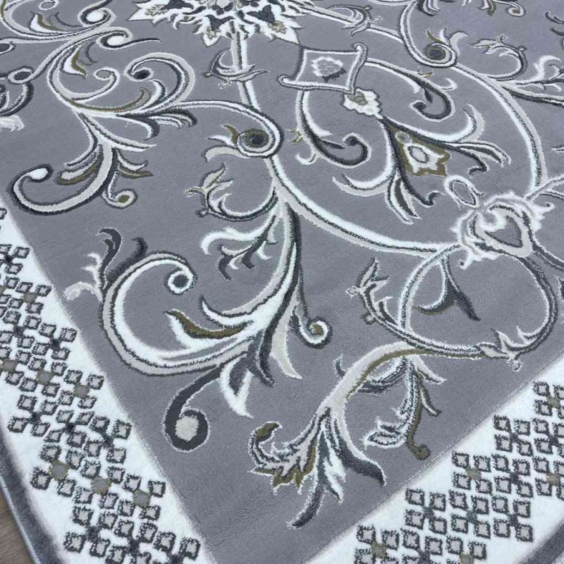 سجاد تركي نرمين نقش فرنسي AM77A رصاصي مقاس 100*200