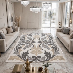 سجاد الهبه اناتوليا نقش فرنسي تركي D029B ابيض رصاصي مقاس 100*200