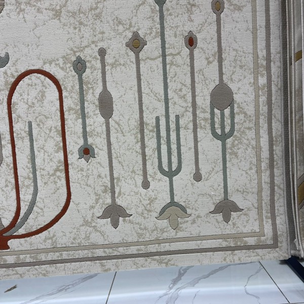 سجاد الهبه اناتوليا نقش فرنسي تركي D032B ابيض اخضر مقاس 100*300