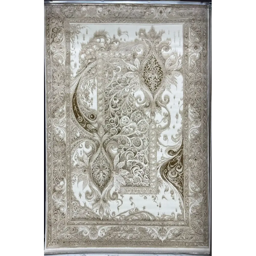 سجاد نيو بوهيمي تركي كاشان ثري دي 8339B بيج مقاس 100*200