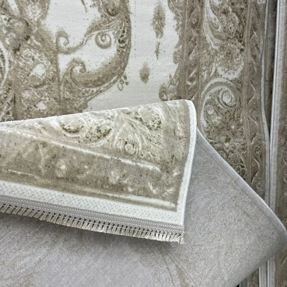 سجاد نيو بوهيمي تركي كاشان ثري دي 8339B بيج مقاس 100*200