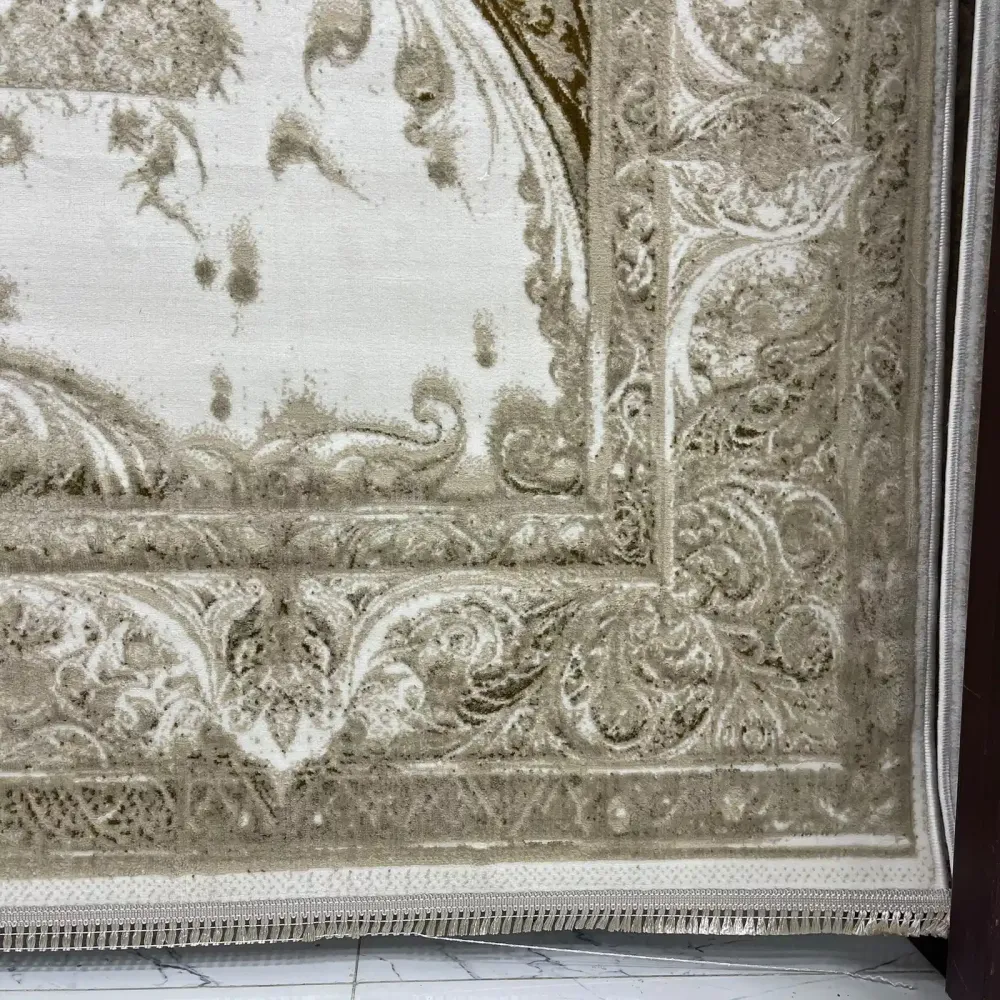 سجاد نيو بوهيمي تركي كاشان ثري دي 8339B بيج مقاس 100*200