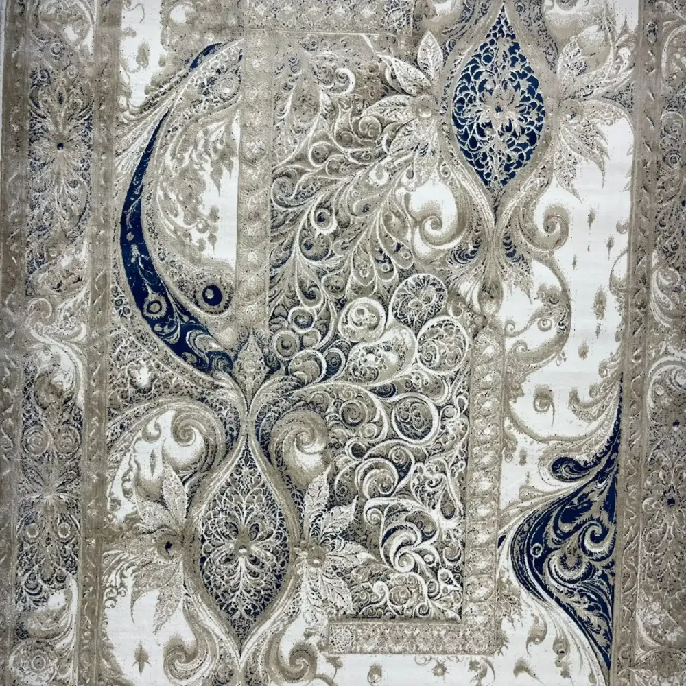 سجاد نيو بوهيمي تركي كاشان ثري دي 8339B سماوي مقاس 300*400