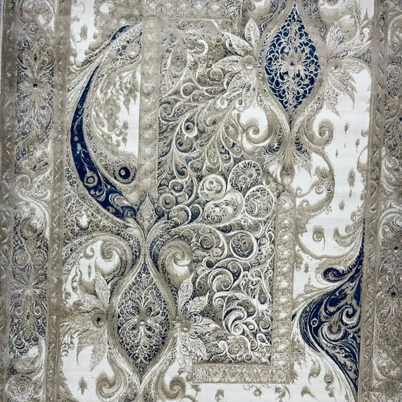 سجاد نيو بوهيمي تركي كاشان ثري دي 8339B سماوي مقاس 80*150