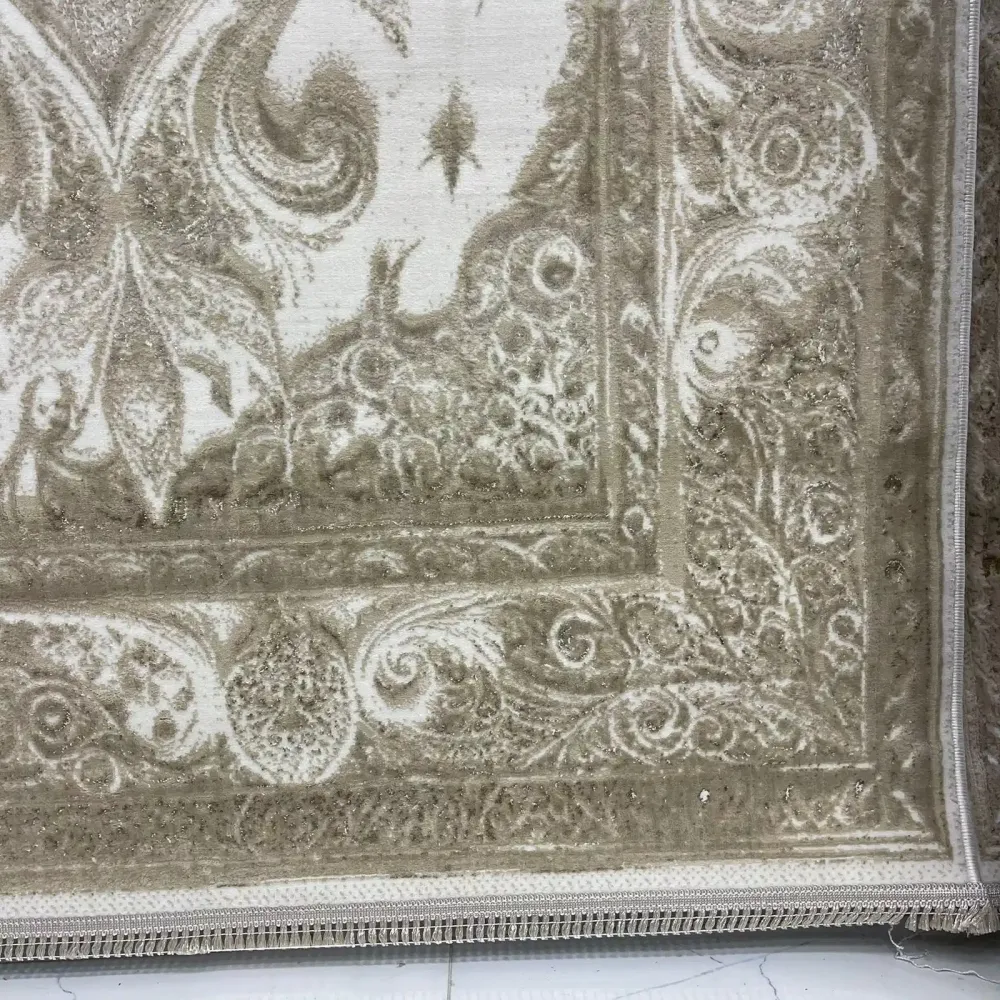 سجاد نيو بوهيمي تركي كاشان ثري دي 8339B كريم مقاس 300*400