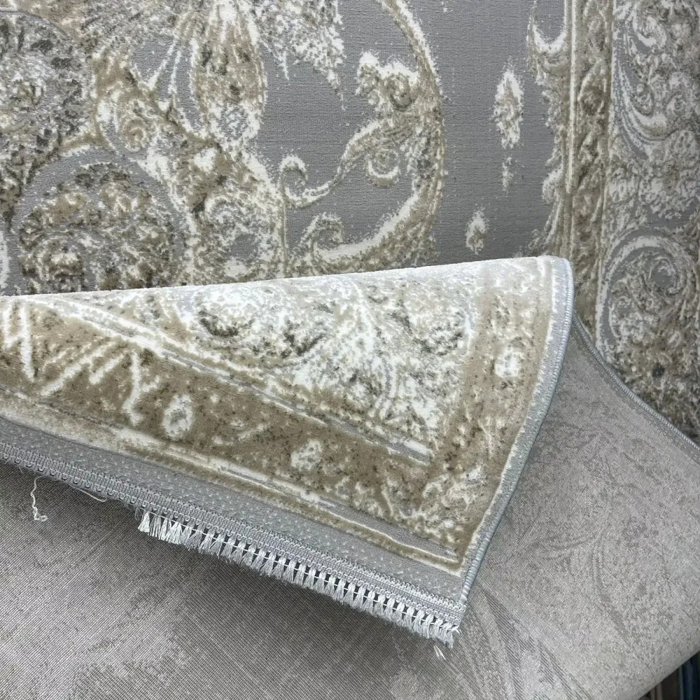 سجاد نيو بوهيمي تركي كاشان ثري دي 8339B رصاصي مقاس 80*150
