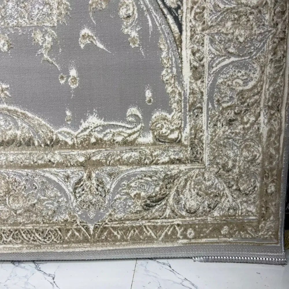 سجاد نيو بوهيمي تركي كاشان ثري دي 8339B رصاصي مقاس 80*150