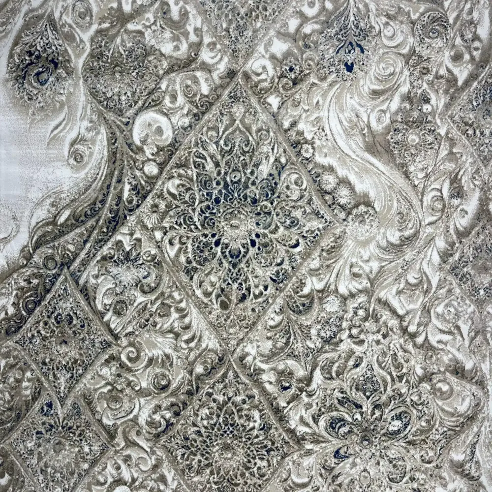 سجاد نيو بوهيمي تركي كاشان ثري دي 8555A سماوي مقاس 300*400