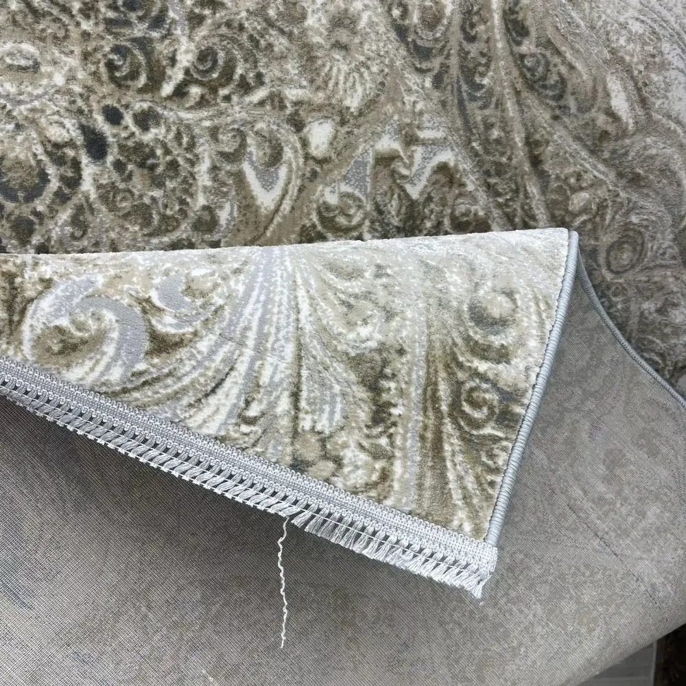 سجاد نيو بوهيمي تركي كاشان ثري دي 8555A رصاصي مقاس 300*400