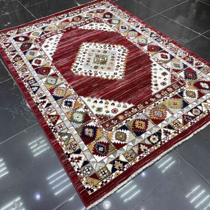 سجاد تركي بوهيمي A1588A عنابي مقاس 50*80
