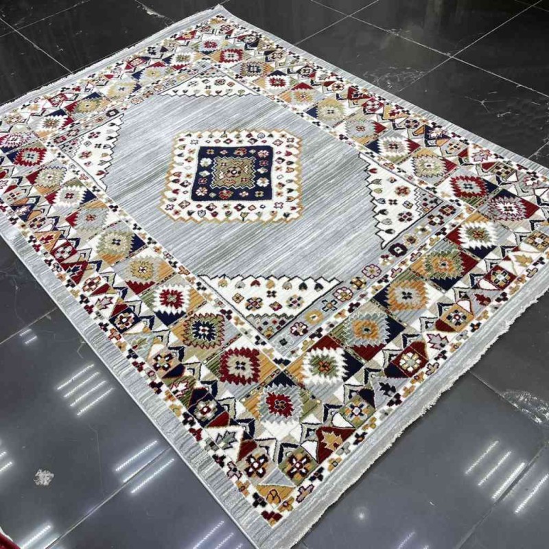 سجاد تركي بوهيمي A1588A كريم رصاصي مقاس  200*300