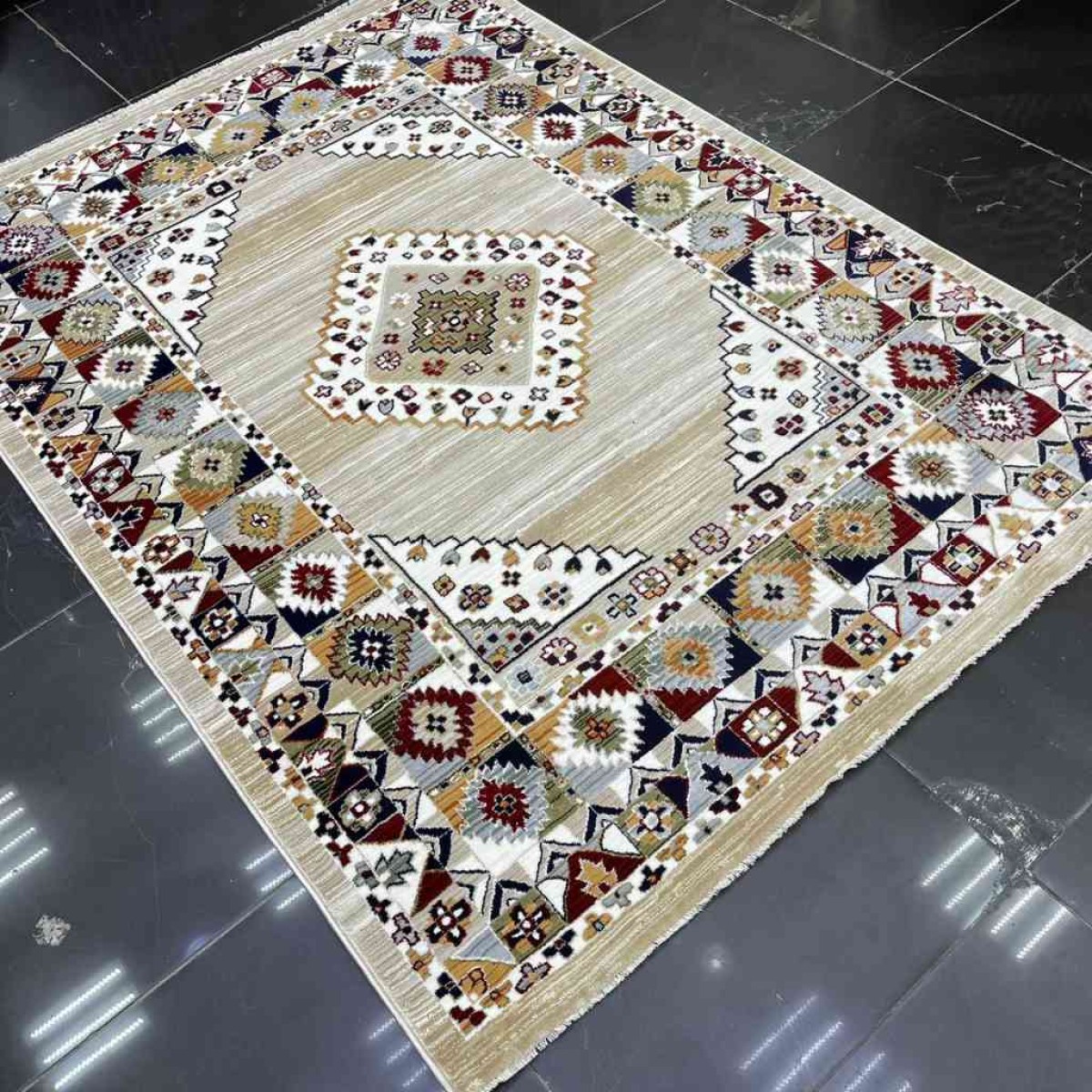 سجاد تركي بوهيمي A1588A بيج فاتح مقاس 50*80 سجاد تركي بوهيمي A1588A بيج فاتح مقاس 50*80