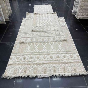 طقم ماجد اربع سجاد خيش راكان تركي NF85A كريم بيج مقاس  150*220+120*170+80*200+80*100